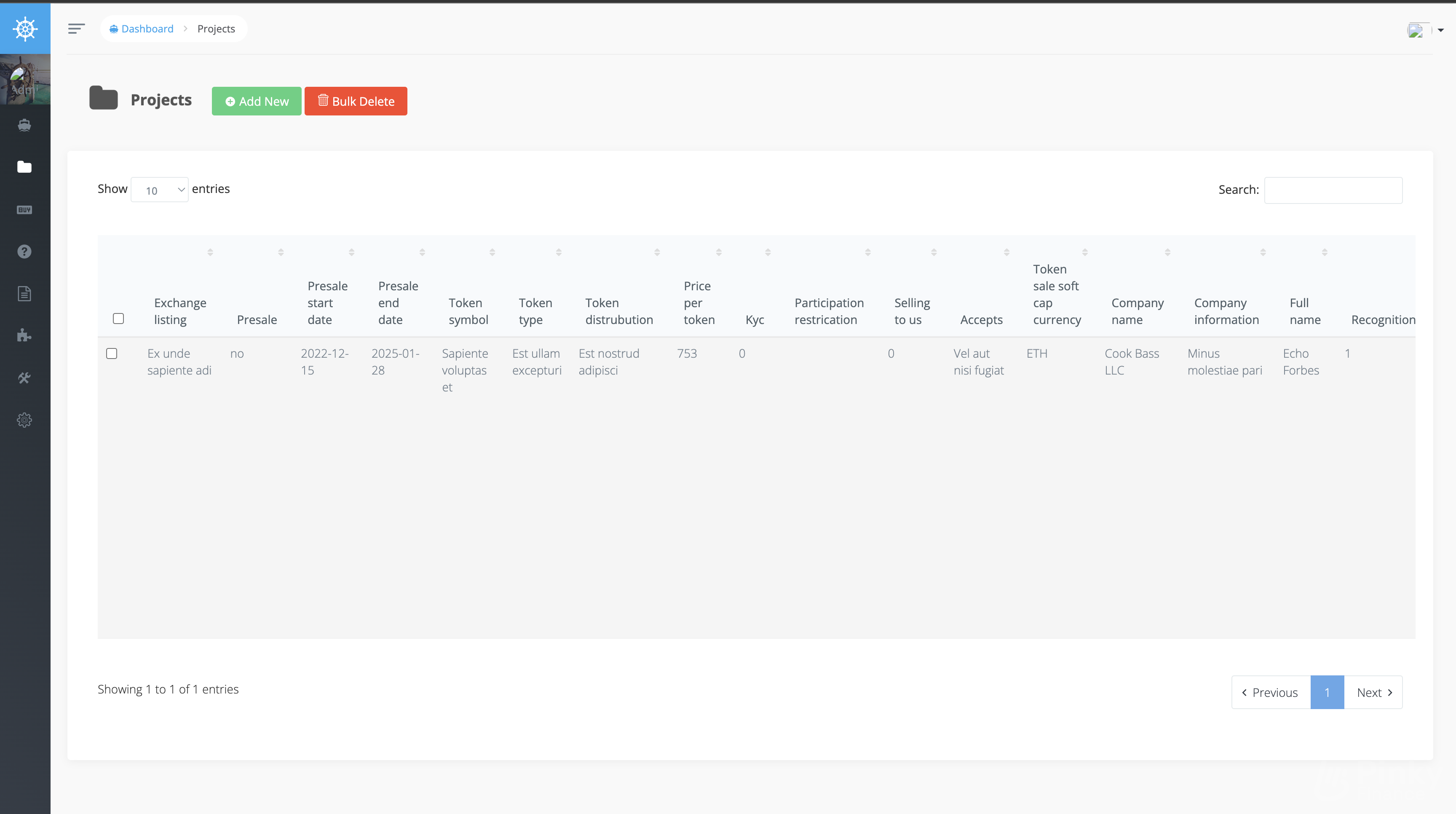 ICO (Initial Coin Offering) Listing Laravel Website With Admin Dashboard