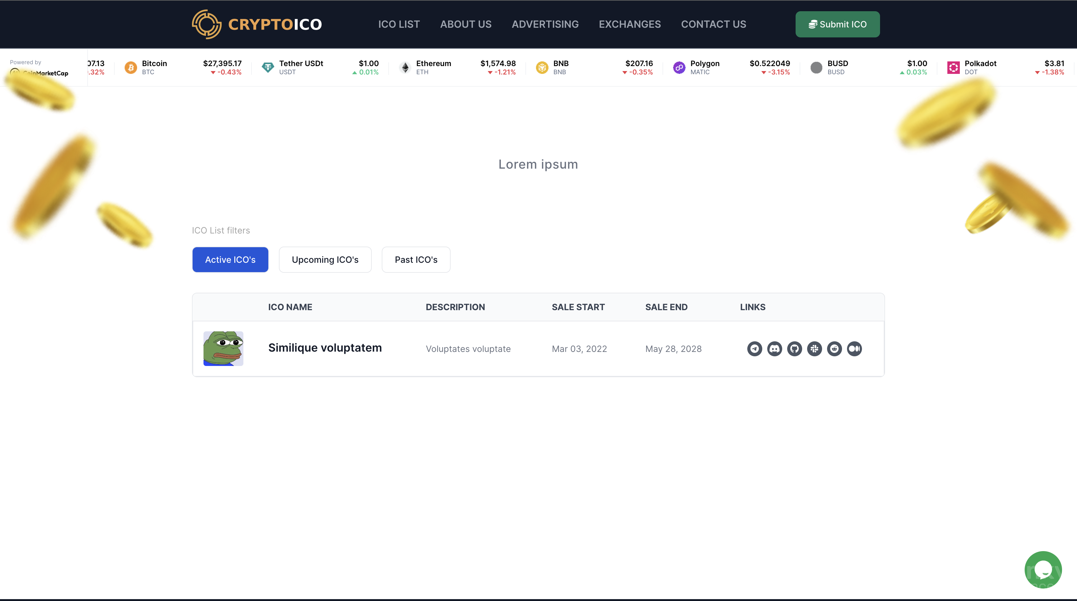 ICO (Initial Coin Offering) Listing Laravel Website With Admin Dashboard