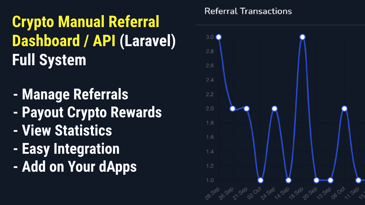 Crypto Manual Referral Dashboard / API (Laravel) Full System