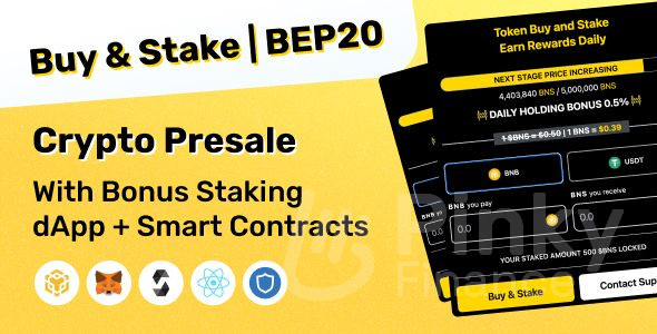 Buy & Stake | BEP20 Crypto Presale With Bonus Staking dApp + Smart Contracts (New)